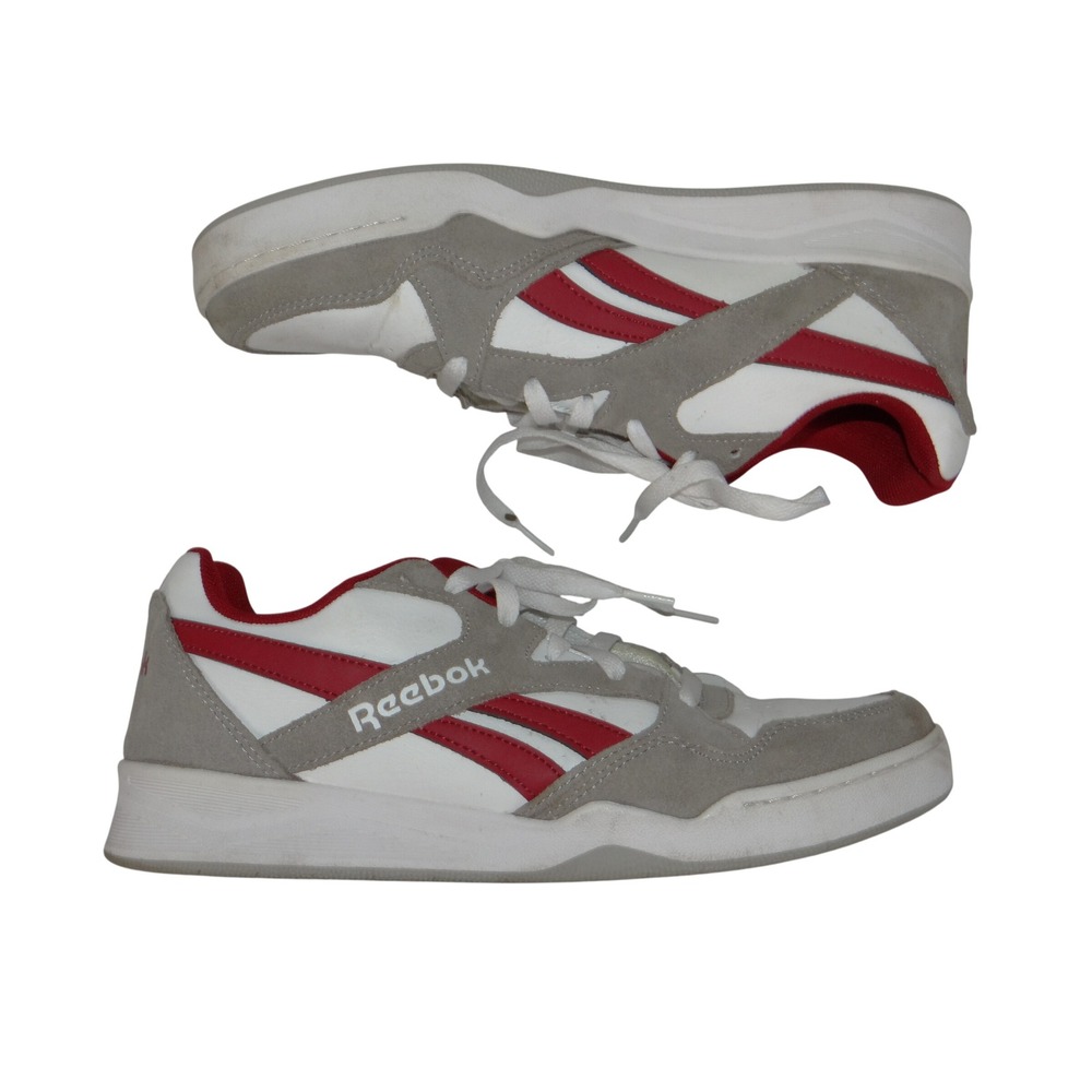 Reebok Court Advance Mens 9.5 White Grey Red Leather Suede Sneakers FFC0096069